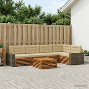 Set di divani da esterno 6 pcs Naturale e Beige 79 x 79 x 37 cm
