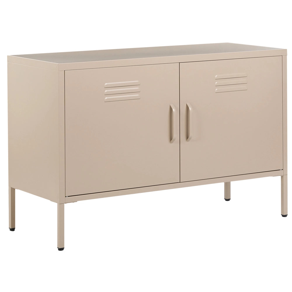 Credenza a 2 ante beige acciaio mobili per ufficio domestico ripiani piedini design industriale