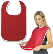 Slabbetjes per la doccia per adulti, slabbetjes in microfibra riutilizzabili, lavabili e impermeabili, protezione per abbigliamento per adulti, facile da pulire, difesa per genitori unisex (rosso)