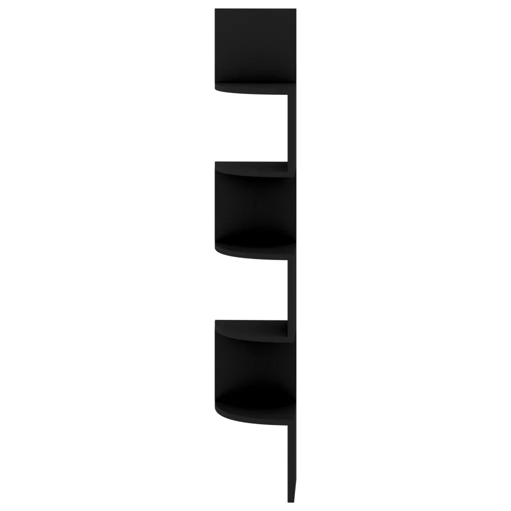 Scaffale Angolare a Muro Nero 19x19x123 cm Legno Multistrato 326832