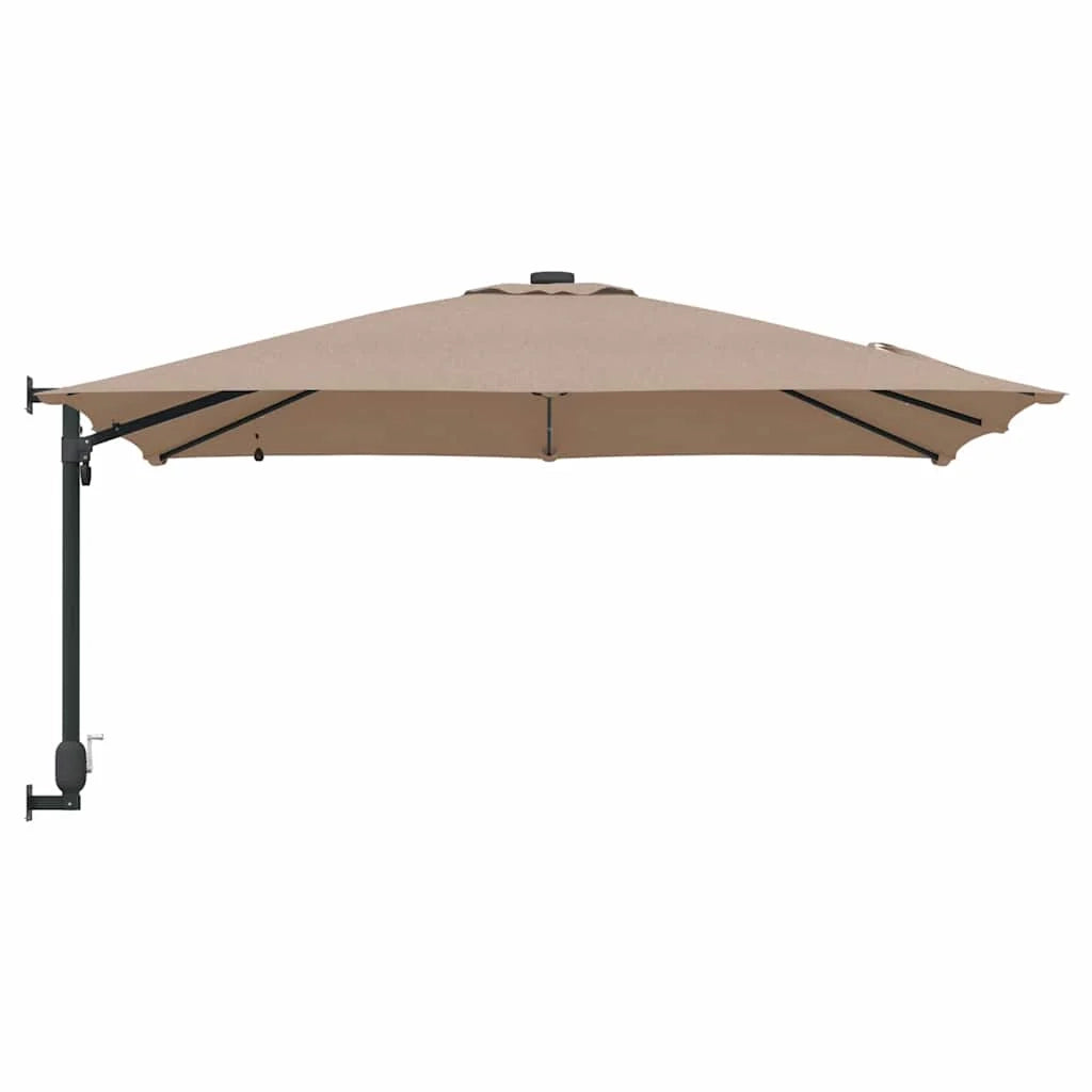 Ombrellone da giardino moderno basculante 248,5 x 247,5 x 160 cm con illuminazione a LED in poliestere color tortora 02_0058653