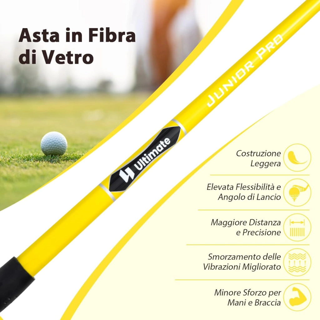 165CC Legno da Fairway Junior #3 per Bambini, Mazza da Golf Individuale per Ragazzi e Ragazze con Asta in Fibra di Vetro e Copritesta, Mano Destra, 34 Pollici, Età 8-10