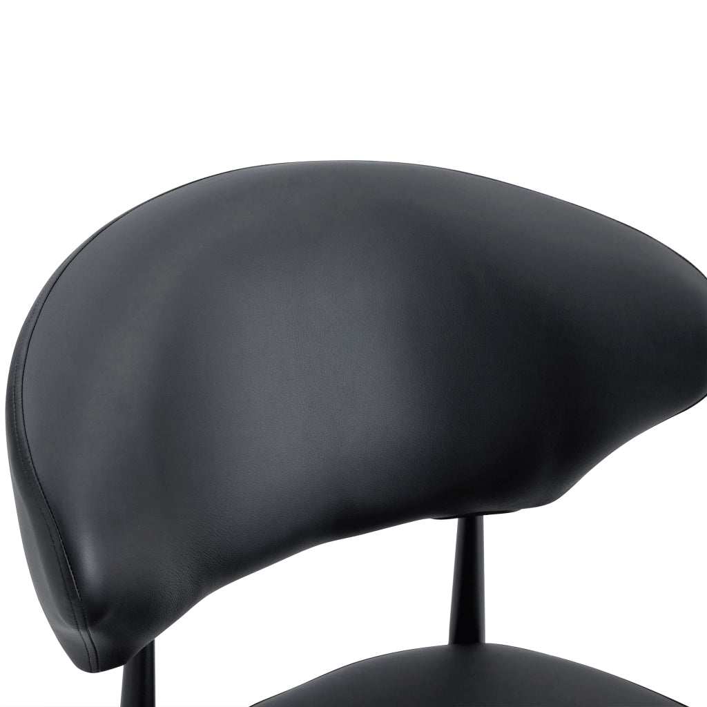 Sedia da Pranzo Set da 2 con Schienale Ergonomico Curvo e Gambe Antiscivolo in PU e Metallo Nero