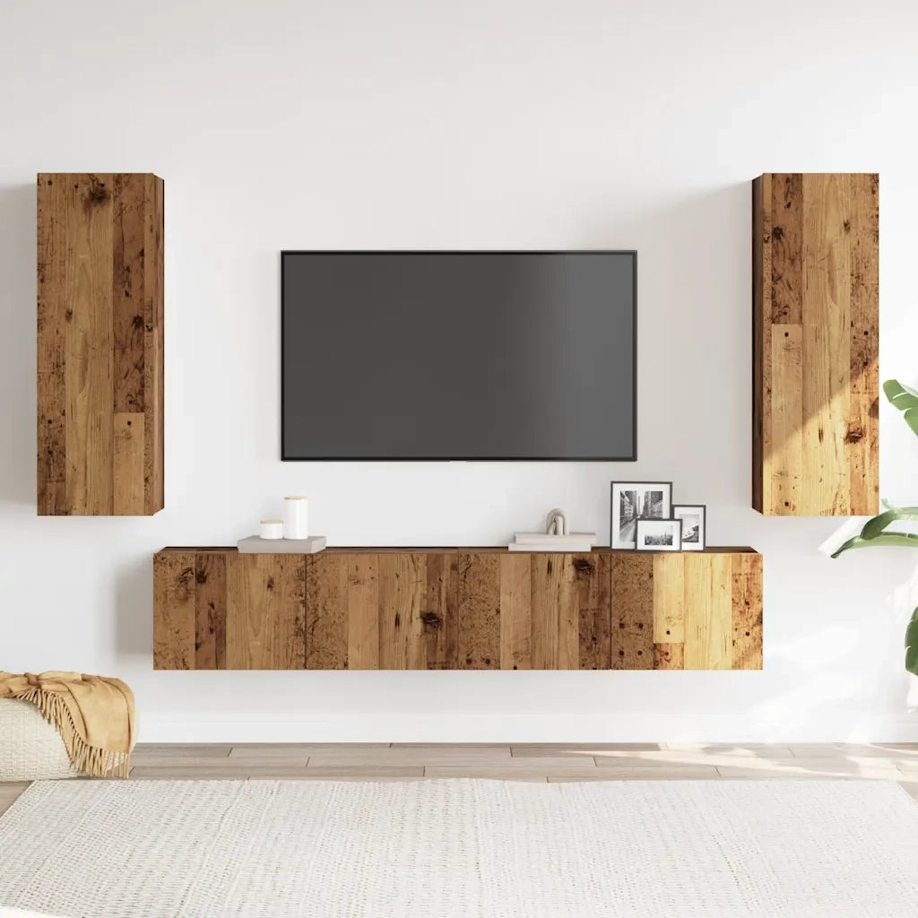 Mobili TV a Parete 4 pz Legno Antico in Legno Multistrato 3328971