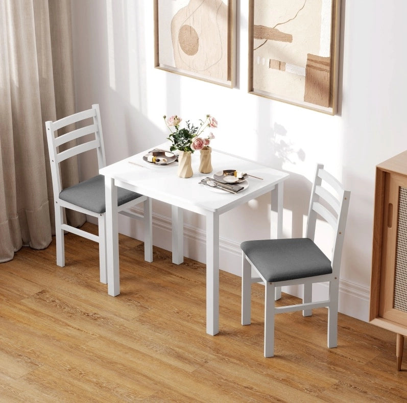 Set Tavolo da Pranzo e 2 Sedie 80x60x74,5 cm Bianco MDF Compatto