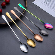 Set di 5 cucchiai in acciaio inossidabile con lunga maniglia, cucchiai per caffè e dessert
