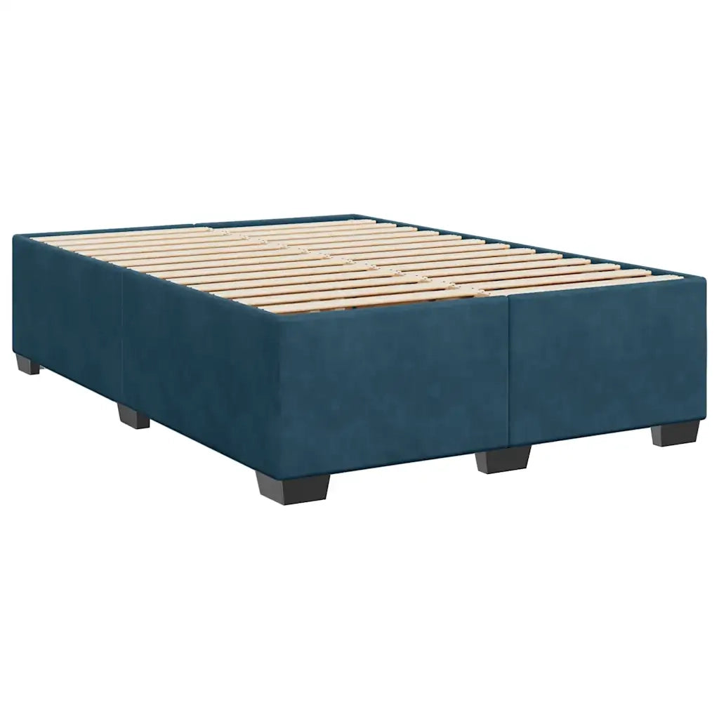 Giroletto a Molle con Materasso Blu Scuro 140x190 cm in Velluto