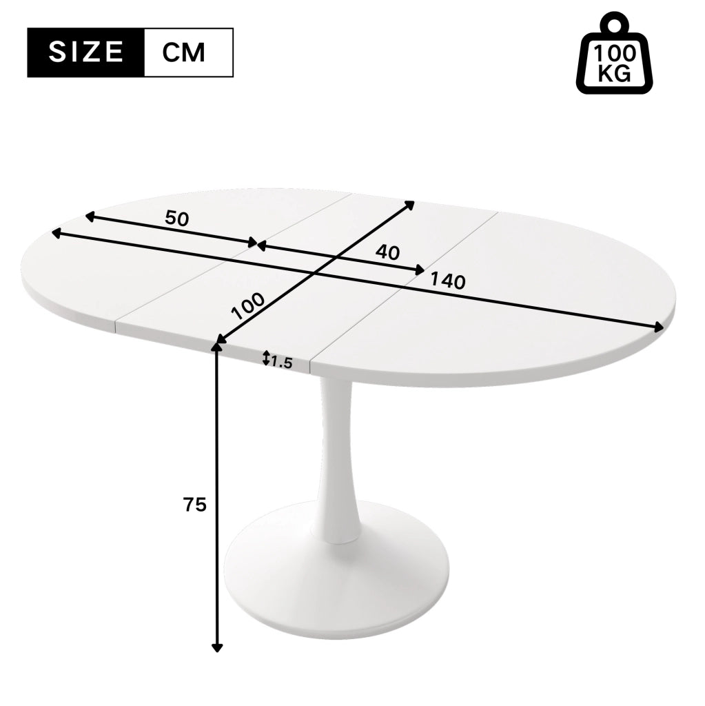 Tavolo da pranzo allungabile ovale; bianco; MDF