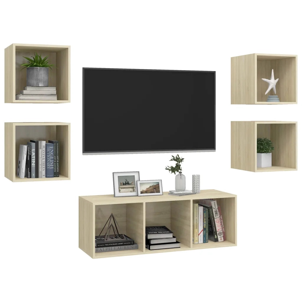 Set Mobili TV 5 pz Rovere Sonoma in Legno Multistrato cod mxl 59790