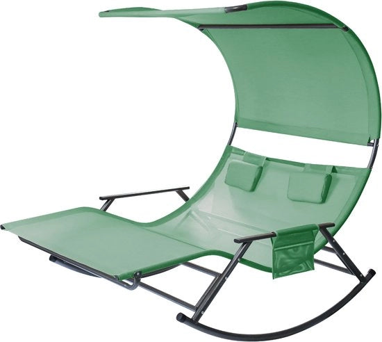 Divano a due posti ergonomico verde - 2 persone schienale oscillante per esterno - 250kg di capacità di carico - resistente alle intemperie