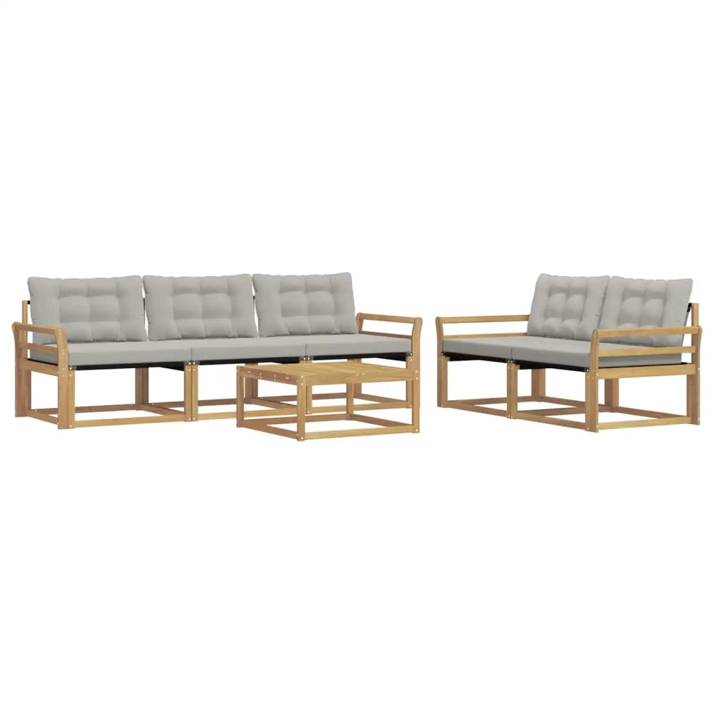 Set di divani da esterno 6 pz Bianco e Grigio Chiaro 3388421
