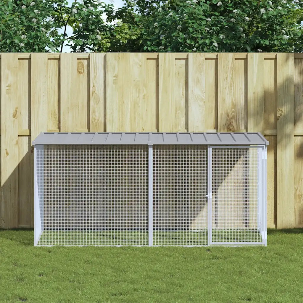 Gabbia per polli con tetto grigio chiaro 203x98x90 cm in acciaio zincato 3189054