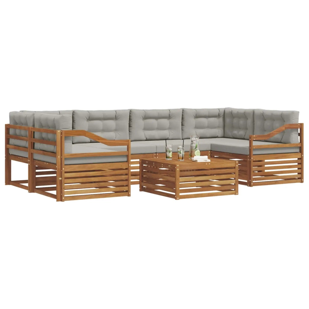 Set di divani da esterno 7 pcs Grigio Naturale e Chiaro 3373116