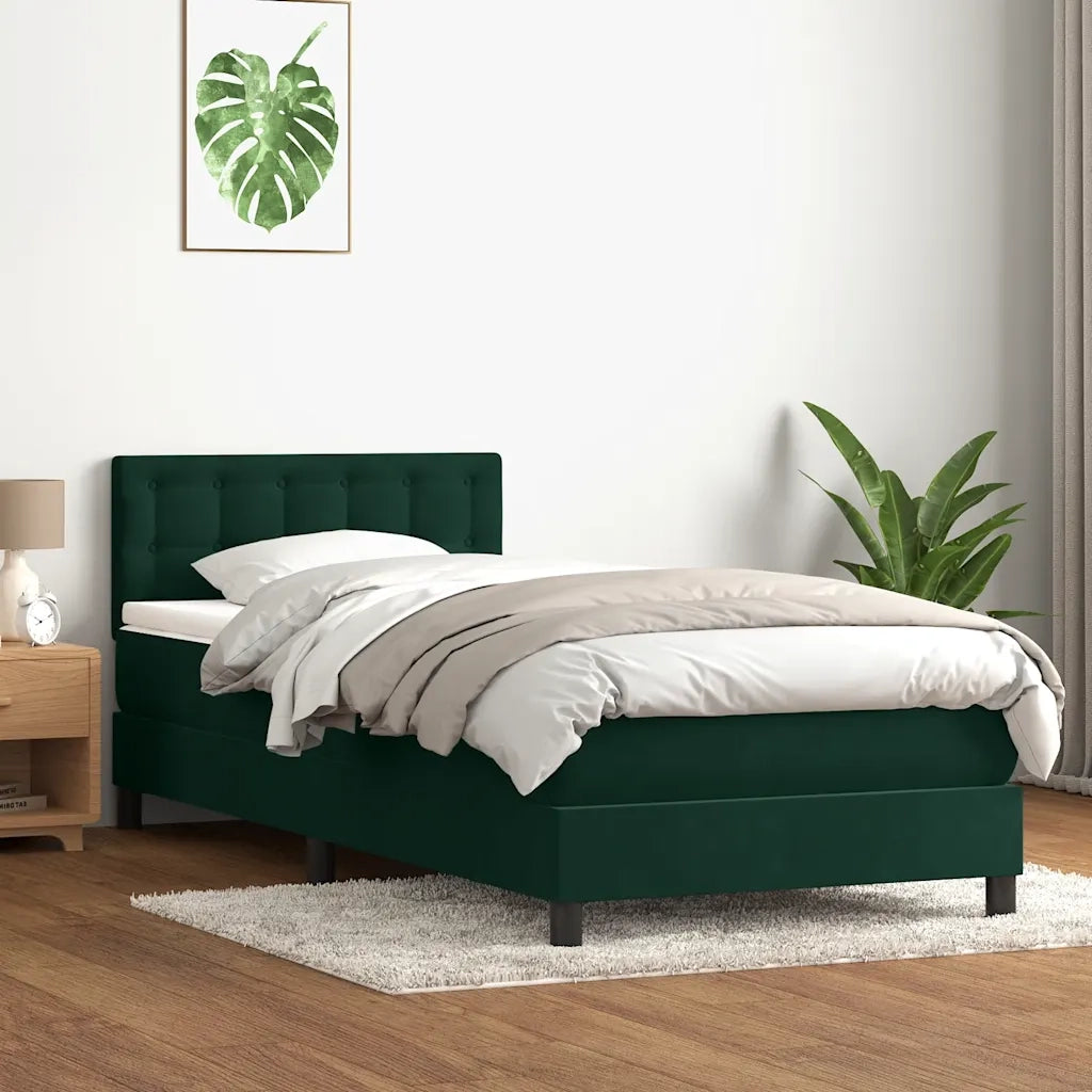 Giroletto a Molle con Materasso Verde Scuro 80x220 cm Velluto