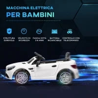 Macchina Elettrica per Bambini Licenza Mercedes SLC 300 con Telecomando, in PP e Metallo, 107x62.5x44 cm, Bianco