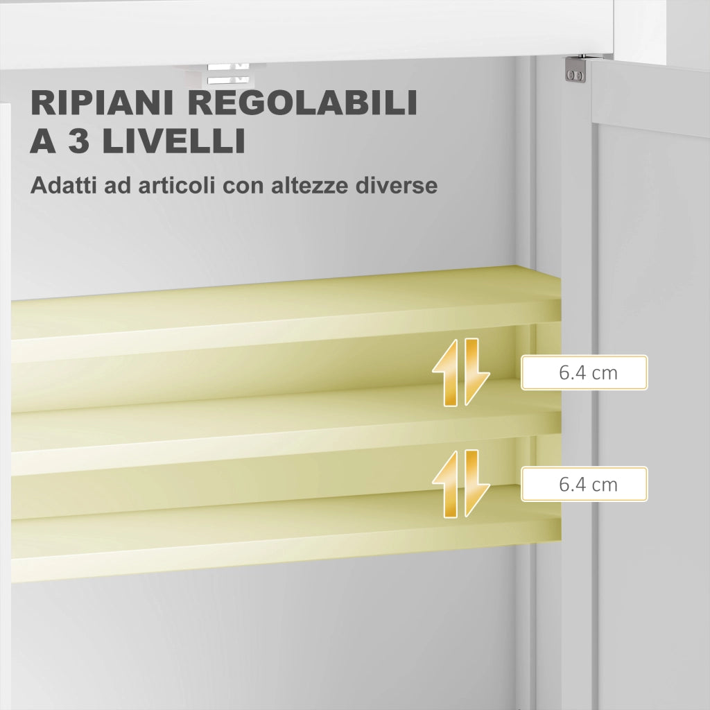 Mobile Bagno a Parete ¨C Xylo ¨C Legno Bianco 2 Ripiani Regolabili 61x20x84 cm