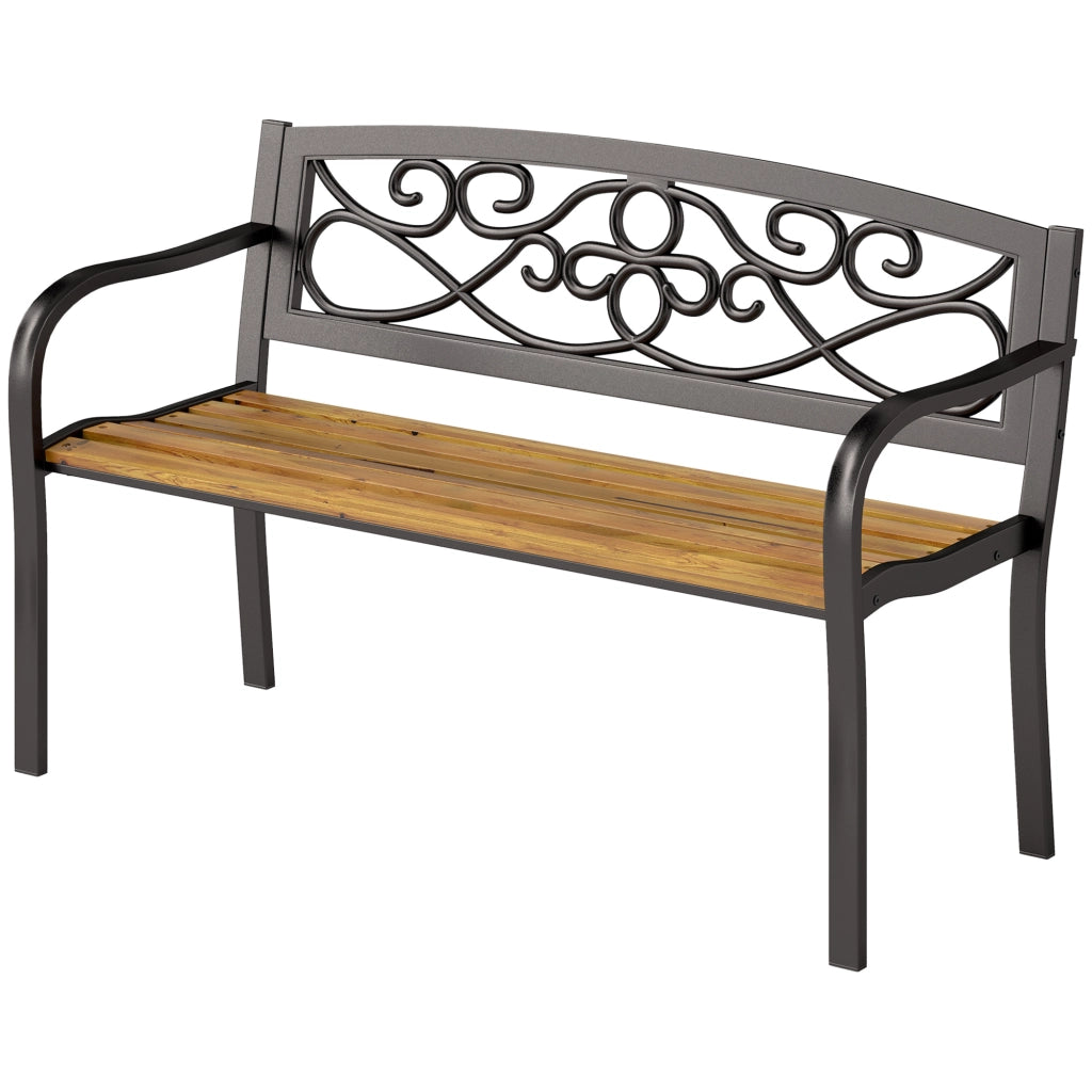 Divano da giardino 2 posti ¨C zephmum ¨C nero e legno 127x56x80