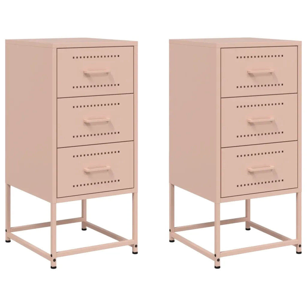 Comodini 2 pz-Set di 2 Tavolino da notte Rosa 36x39x78 cm in Acciaio