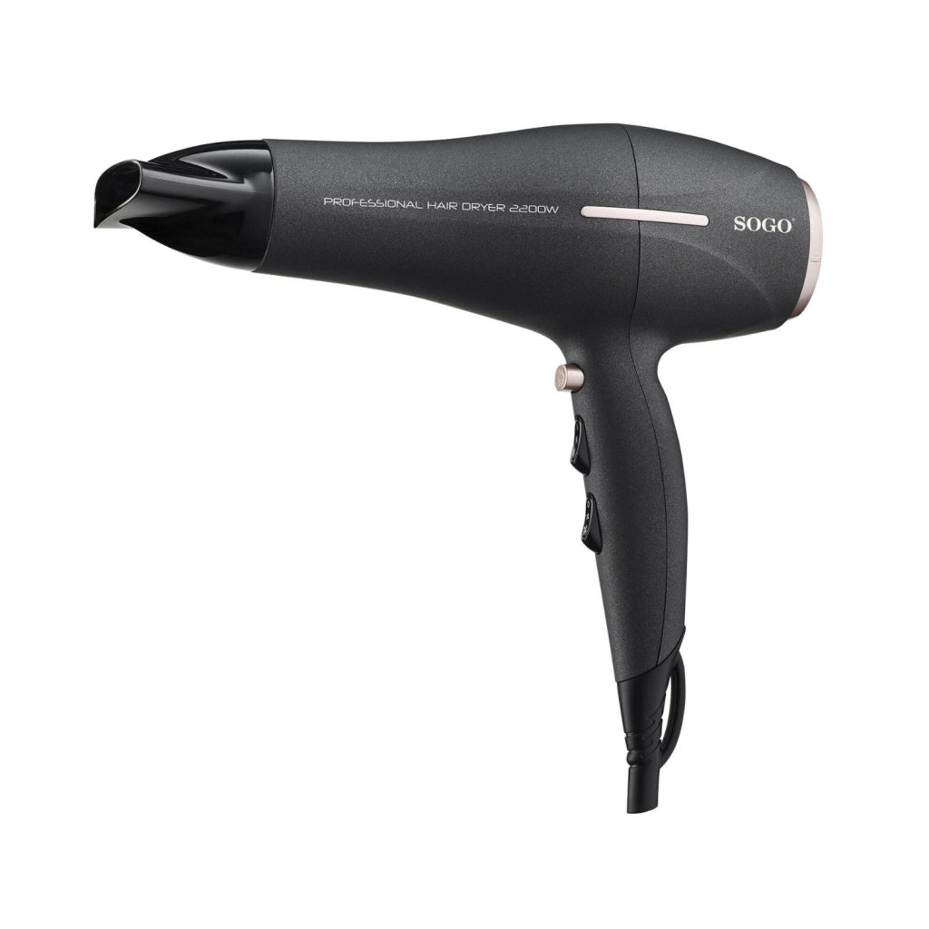 Asciugacapelli professionale motore DC, 2200W, 2 velocità 3 temperature, colpo d'aria fredda, cavo 1,8m - SOGO