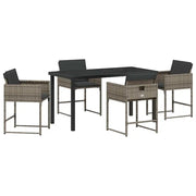 Set da Pranzo per Giardino con cuscino 5 pz | Set Salotto da Giardino Grigio polyrattan
