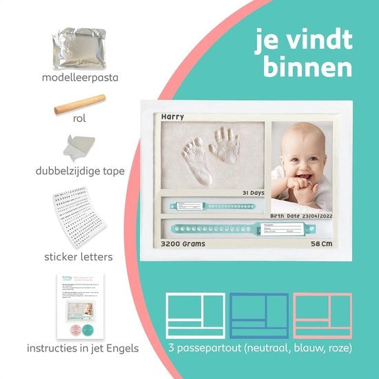Kit per impronte digitali e plantari per neonati e portachiavi per bracciale di benvenuto | Idea regalo per il parto | Fotografie per nursery | Decorazione per nursery | Regalo per ogni nuova mamma