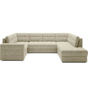 Divano ad angolo trasformabile MONTEZA beige 299 cm con contenitore e letto