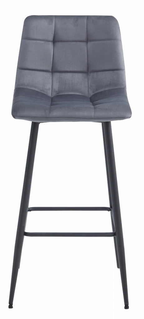 Sgabello Valora TEOTO in velluto grigio scuro con gambe nere per cucina x3