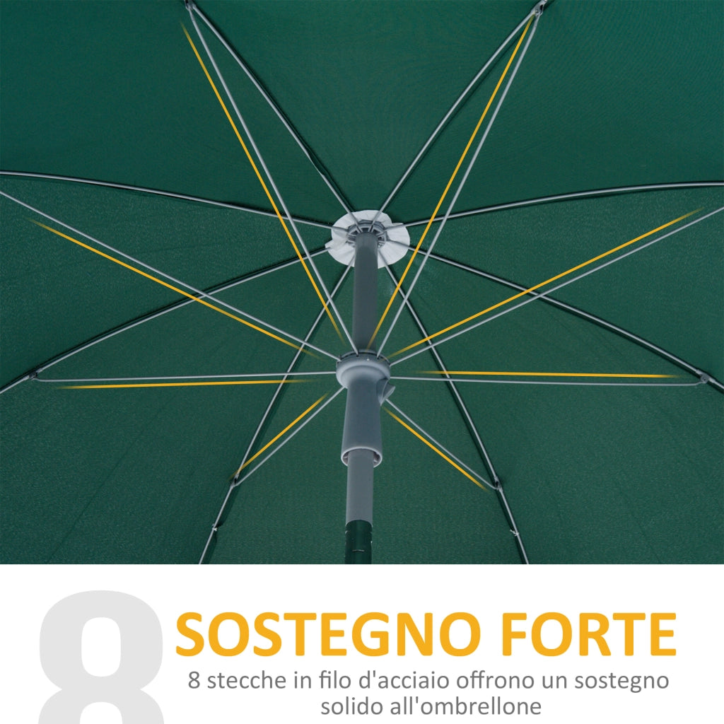 EasyComfort Ombrellone da Esterni 2x2.3 m Portatile e con Tettuccio Inclinabile in Poliestere Verde Scuro