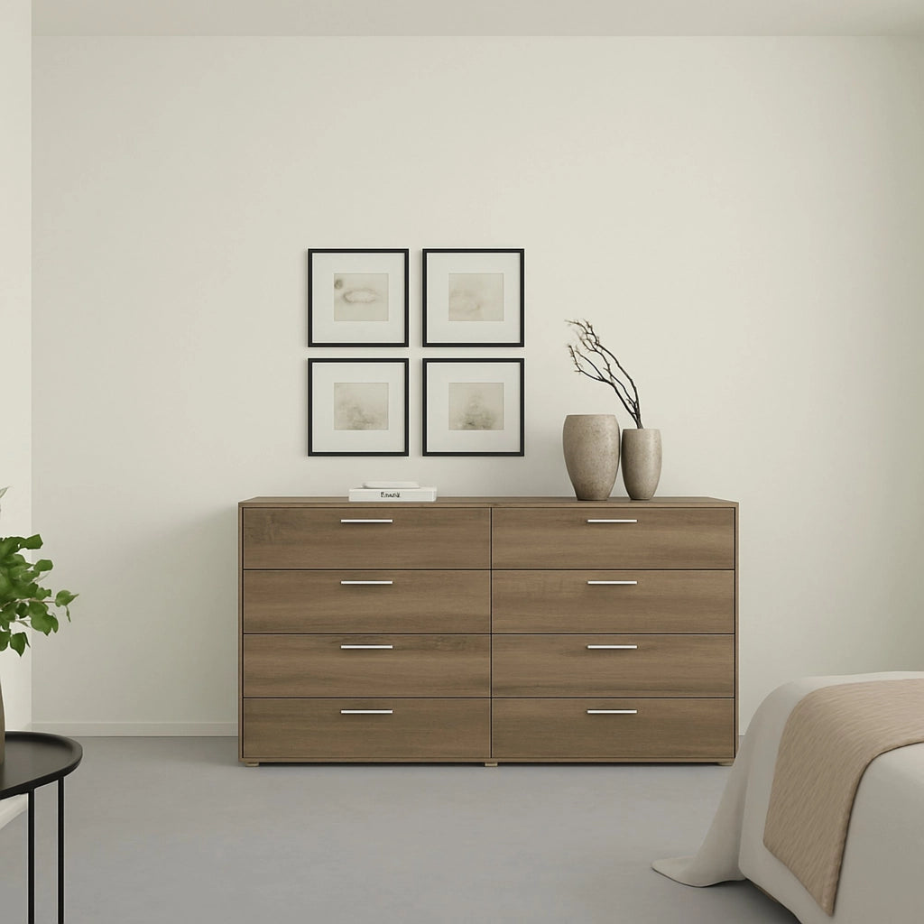 Credenza Phethai, Buffet da soggiorno, Madia da salotto, Dispensa da cucina, 140x40 h82 cm, Rovere