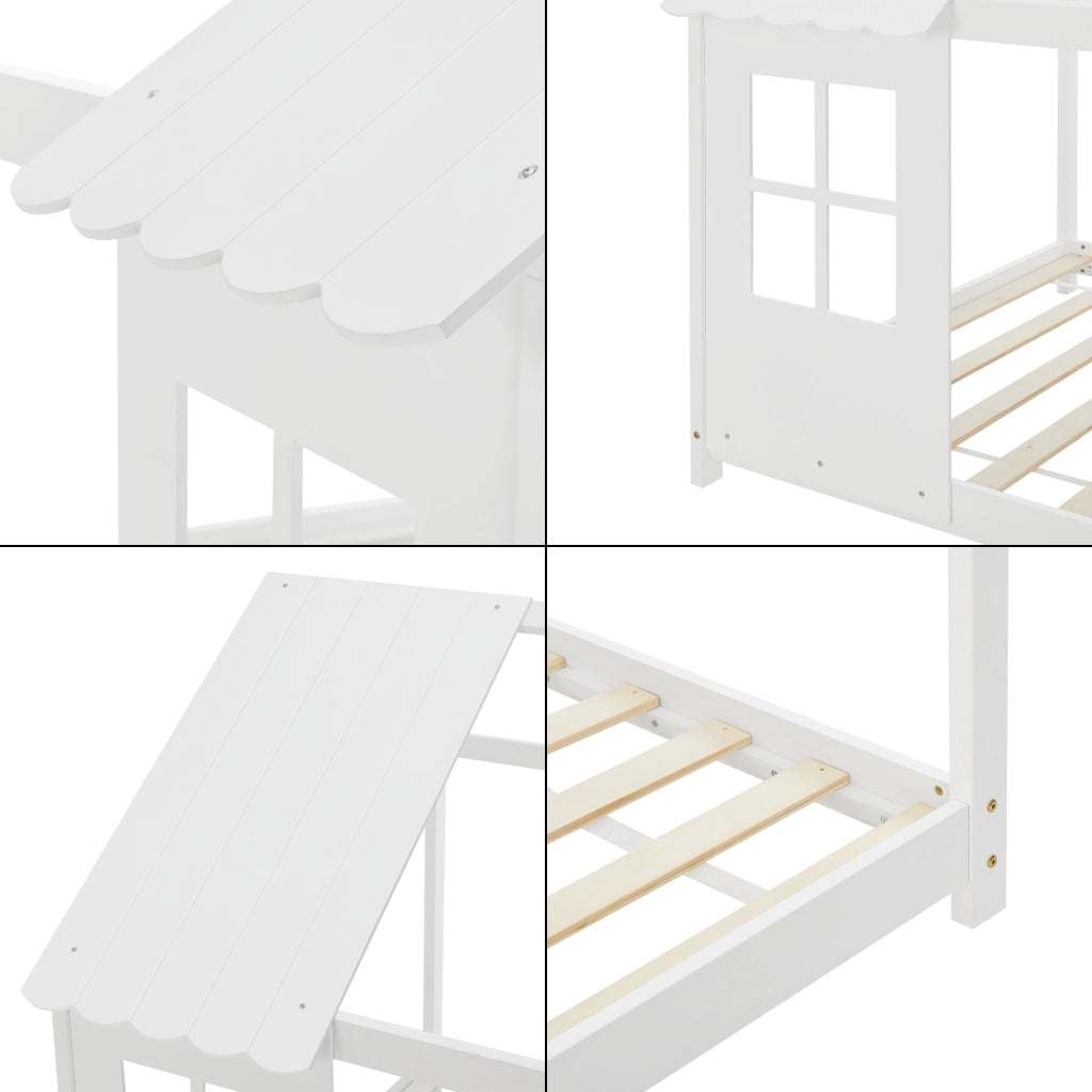 Letto Tostedt per Cameretta a Forma di Casetta Semiaperta 90 x 200 cm Bianco [en.casa]