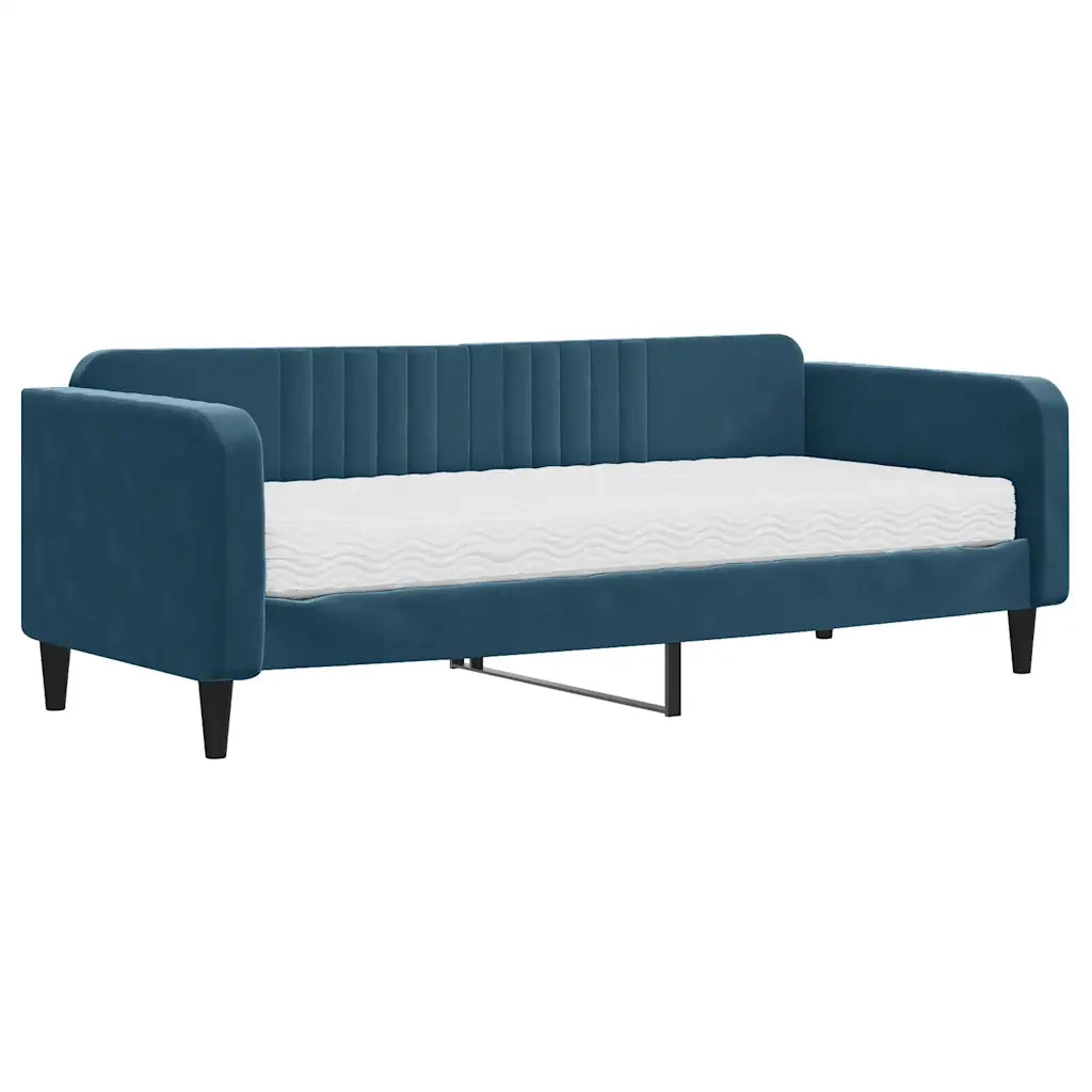 Divano Letto con Materasso Blu 90x200 cm in Velluto 3197038