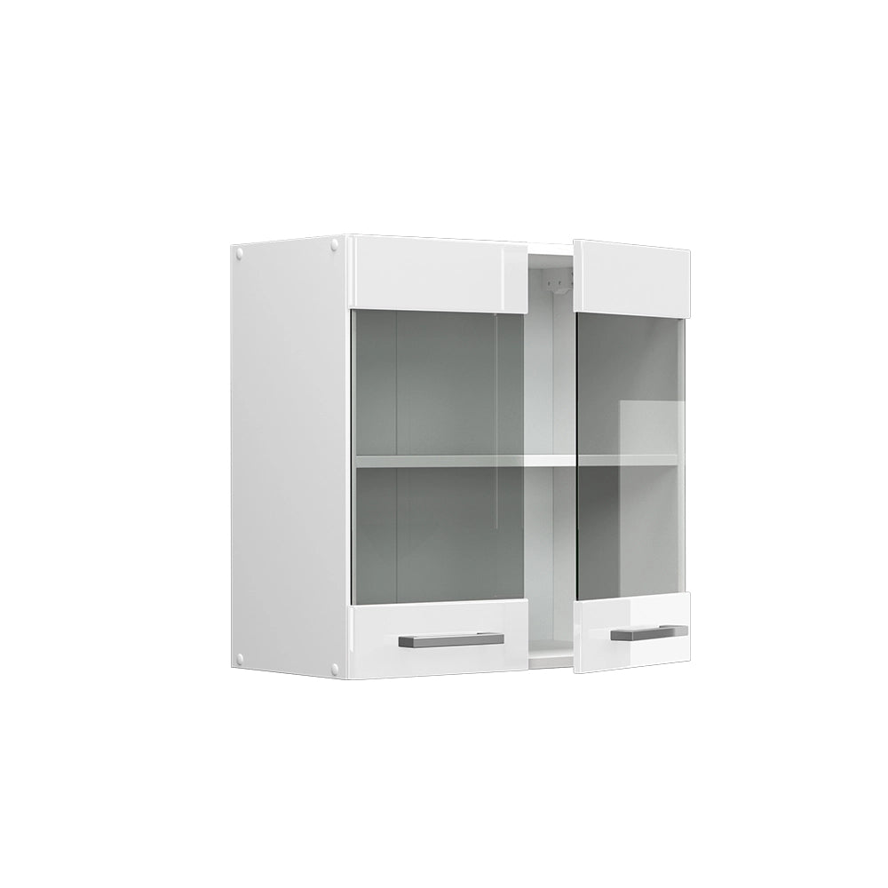 Vicco Pensile universale Bianco lucido 60 cm con ante in vetro