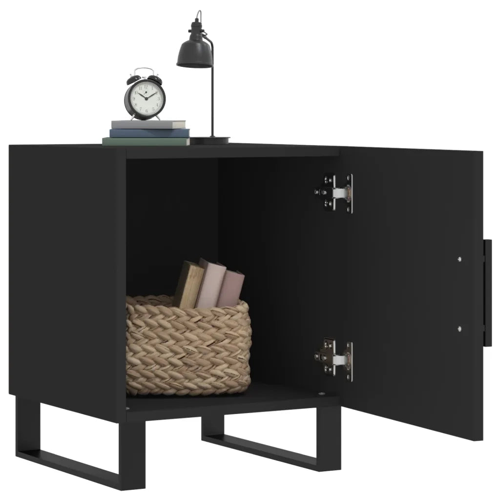 Set di 2 Comodini | Armadio da Notte | Mobiletto da notte Neri 40x40x50 cm in Legno Multistrato