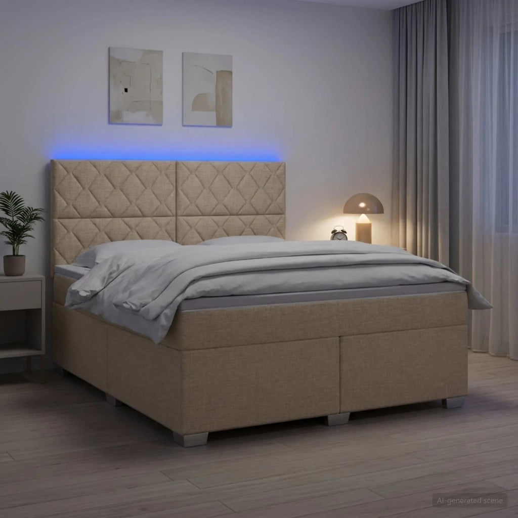 Letto box spring con materasso Crema 160 x 200 cm Tessuto 3454920
