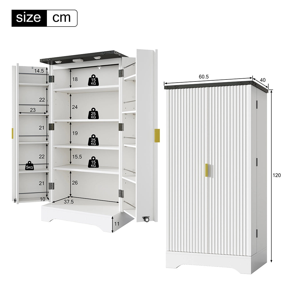 Pensile Cucina 120x60.5x40cm - Xylo - Luci LED Sensore e Mensola Spezie, Bianco