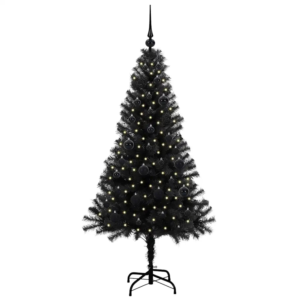 Albero di Natale | Decorazioni natalizie con 150 LED con supporto Nero 150 cm PVC