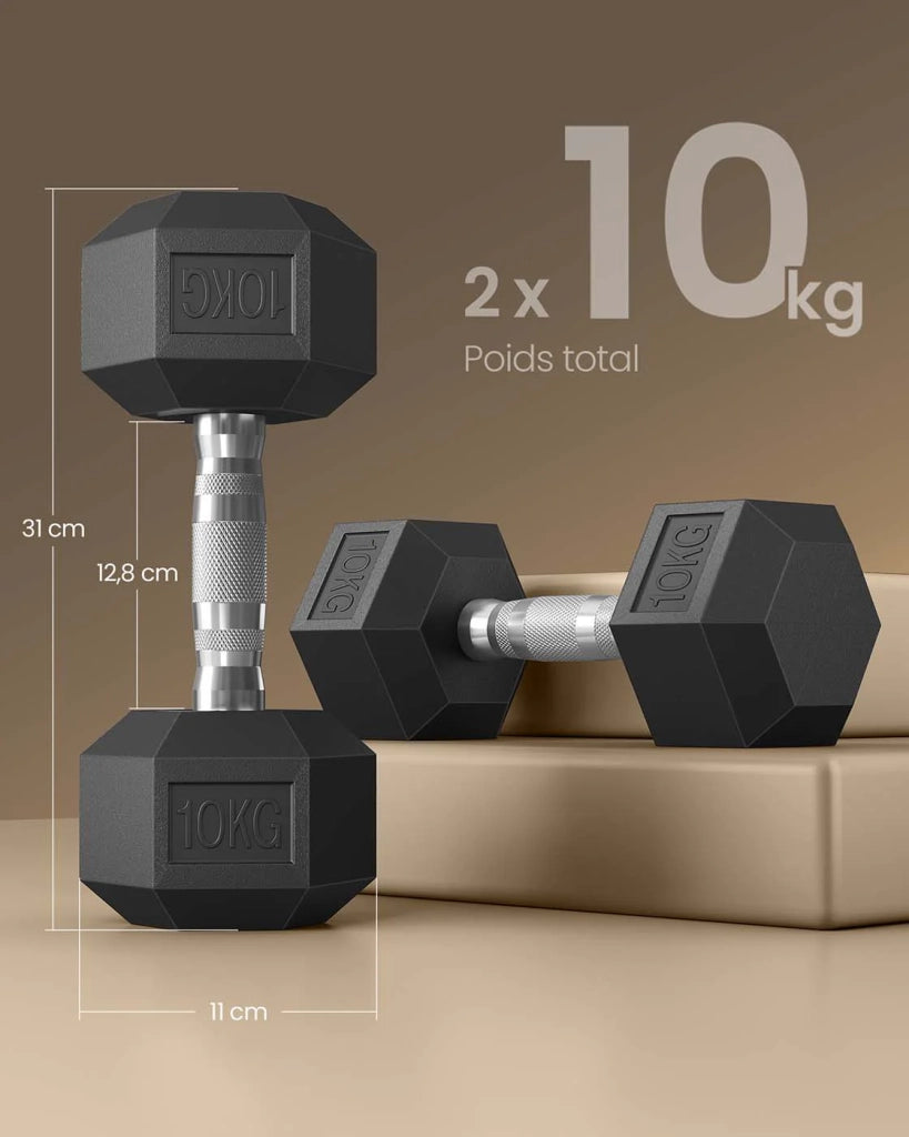 Set di manubri composto da 2 manubri esagonali da 20 kg adatti per allenamento bodybuilding e sollevamento pesi a casa o in palestra. 12_0005408