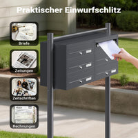 Cassetta postale condominiale autoportante, 6 posti, antracite, 945 x 270 x 1200 mm, 2 moduli