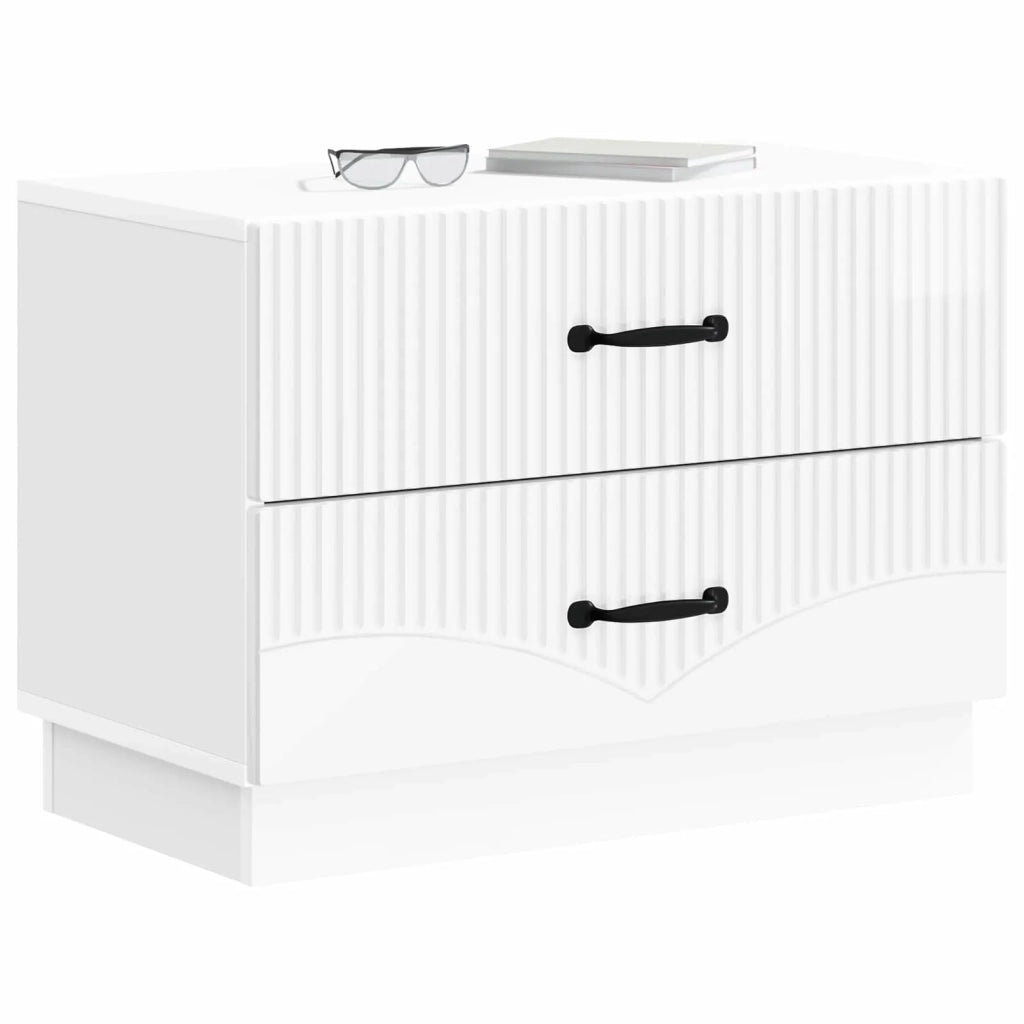 Armadio da Notte con cassetto Bianco Lucido 62 x 34,5 x 44,5 cm 895239
