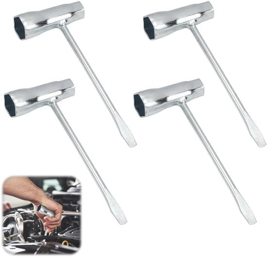 Kit per chiave a catena - 4 pezzi - Chiave a stantuffo 13mm/19mm - Chiave a T per motori - Chiave per motori a catena - Acciaio di alta qualità