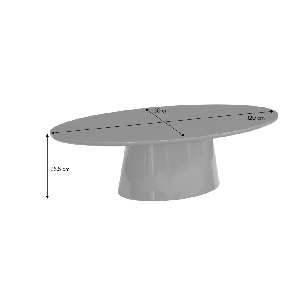 Tavolino ovale finitura lucida, crema