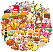 Stickers per 50 pezzi per animali piccoli, dolci da mangiare, piccoli dolci, stickers, cibo sano, diverse azioni carine, stickers tematici, decorazioni DIY per laptop, bicicletta
