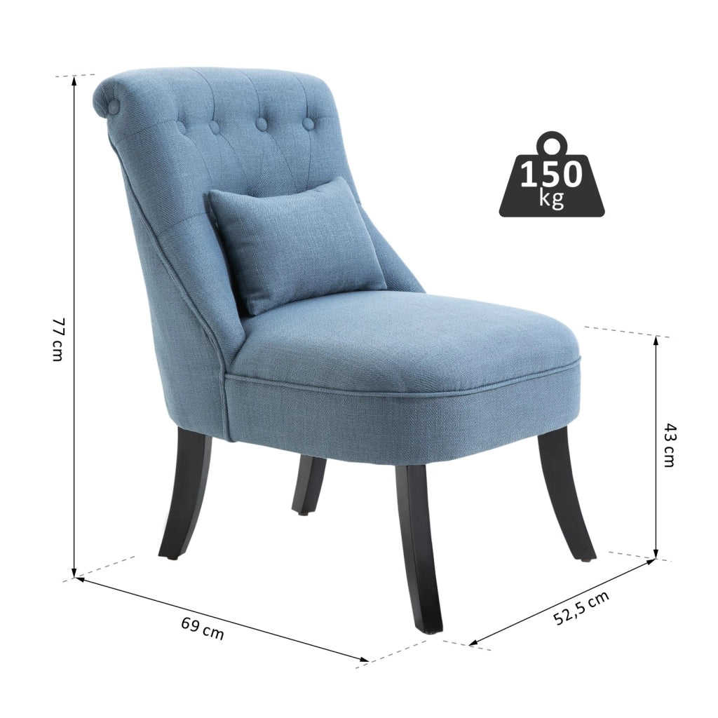 Poltrona Relax con Schienale e Cuscino ¨C Zephmum ¨C Blu, Legno, 88x102x95
