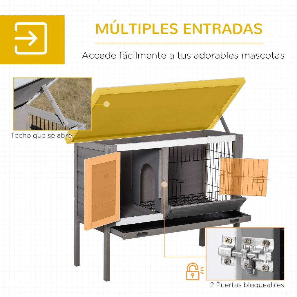 Conejera Jaula Elevada per Animali Piccoli ¨C zephmum ¨C Grigio 91x46x71 cm