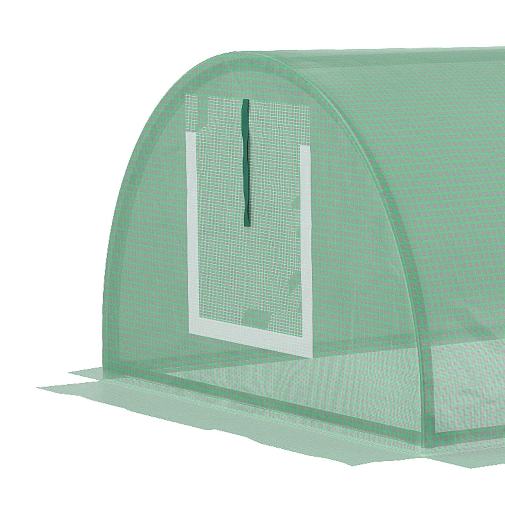 Serra a tunnel mini 300 x 80 x 45 cm in acciaio con copertura in PE e finestre a rete, verde