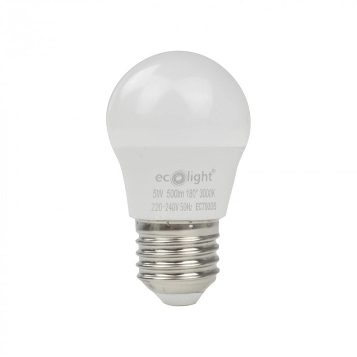 Lampadina LED sferica E27 5W 3000K 450lm Ecolight