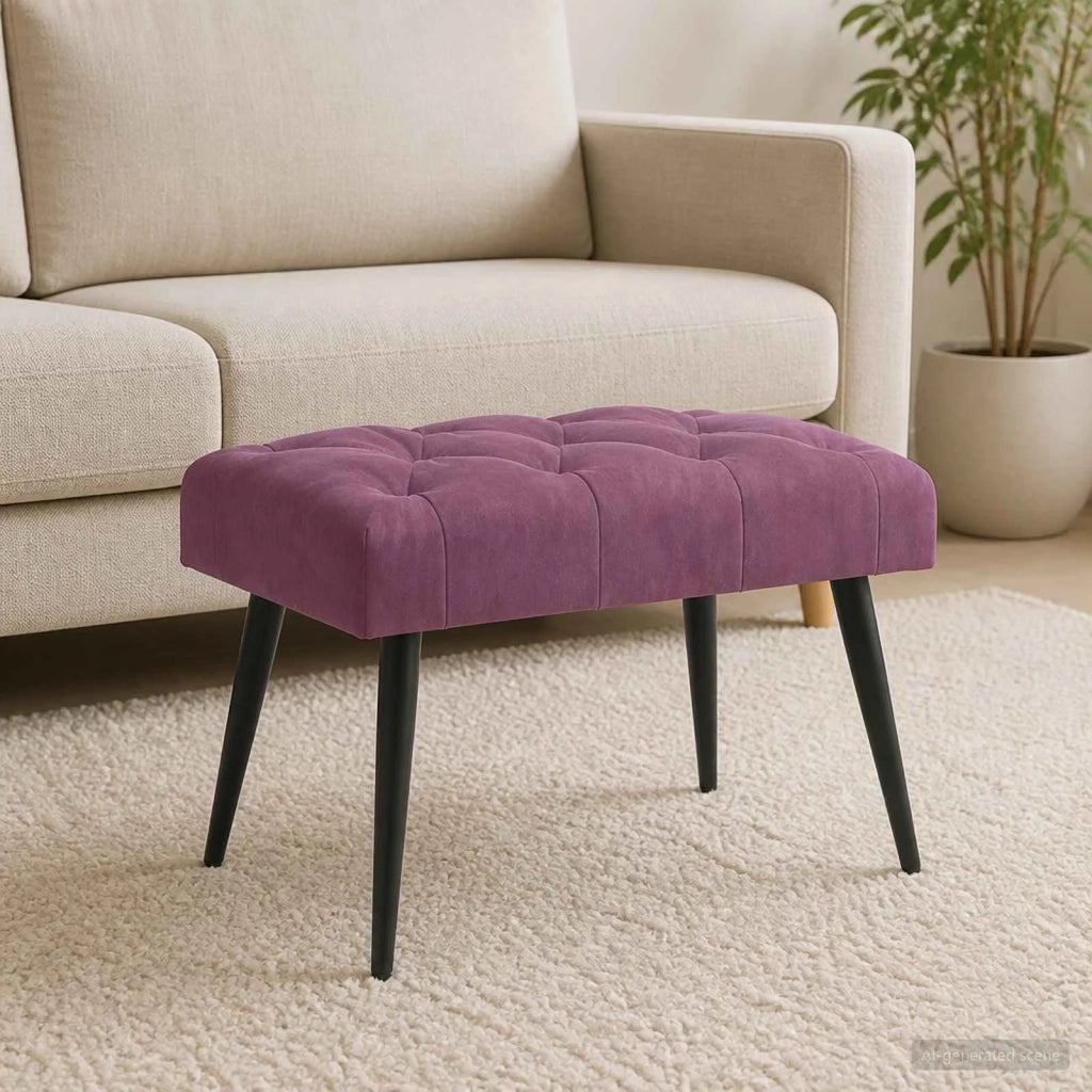 Panchina con bottoni imbottiti Viola 60 x 40 x 45 cm Velluto 42038556