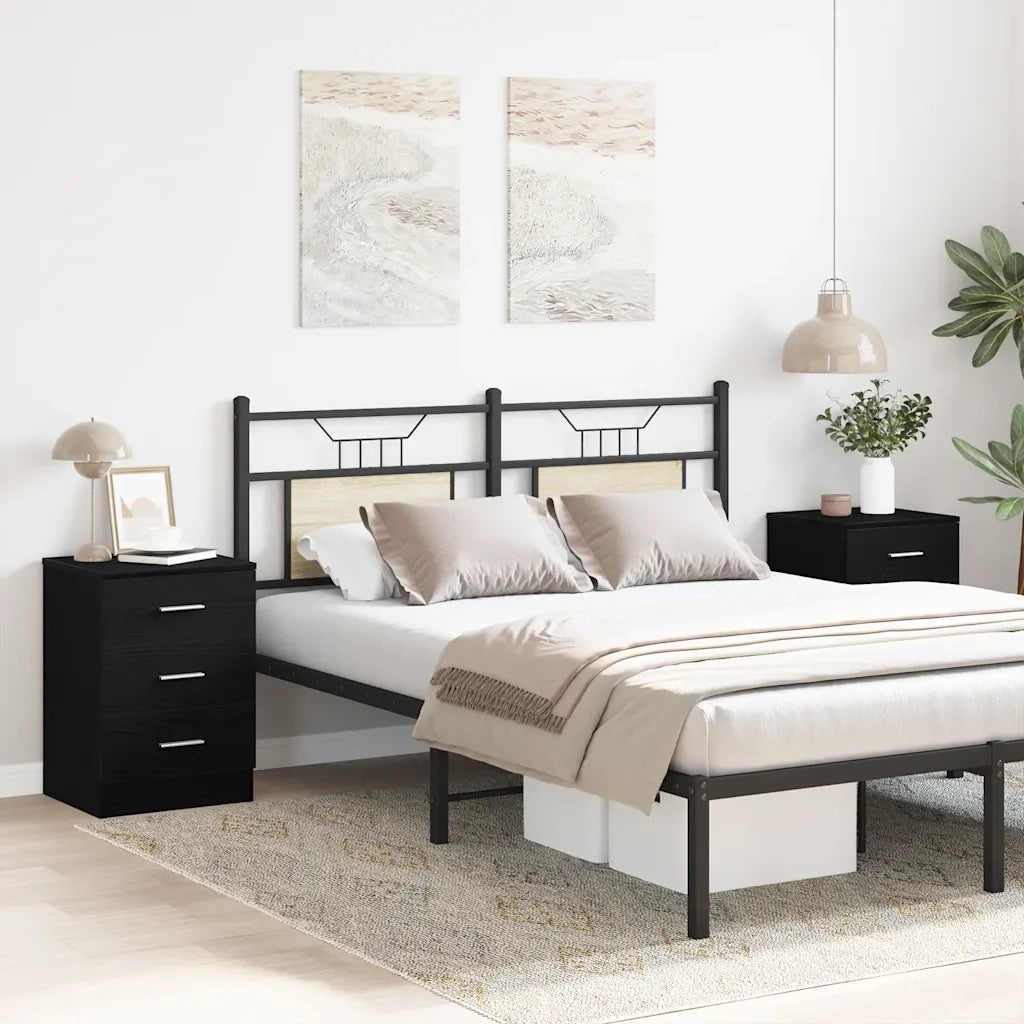 Comodini 2 pz rovere Nero 38x35x55 cm in Legno Multistrato 862429