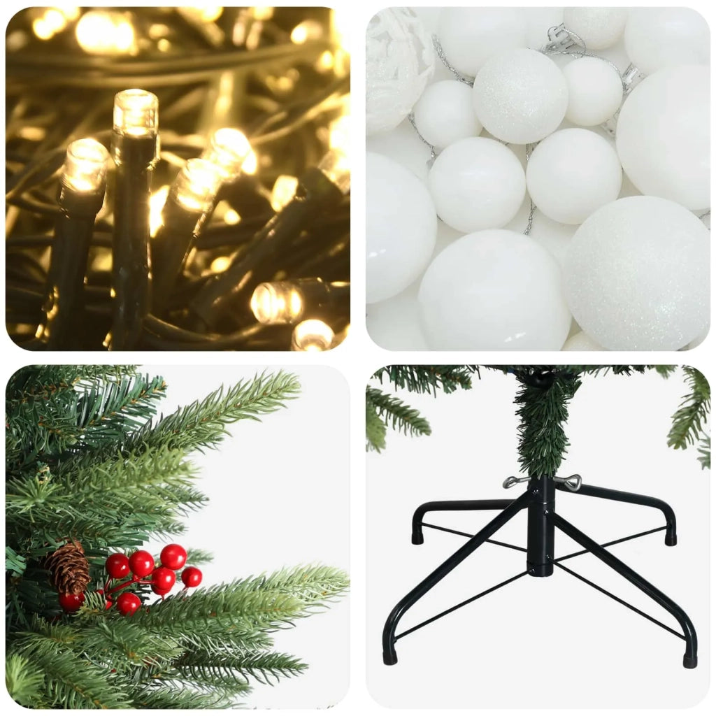 Albero di Natale artificiale con palline 120 cm 150 LED 3466061