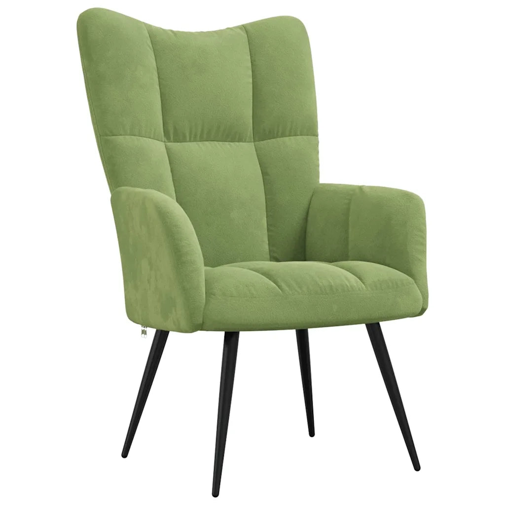 Divano Sedia-Poltrona Relax con Poggiapiedi Verde Chiaro in Velluto 222633